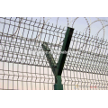 Airport fence with razor barbed wire